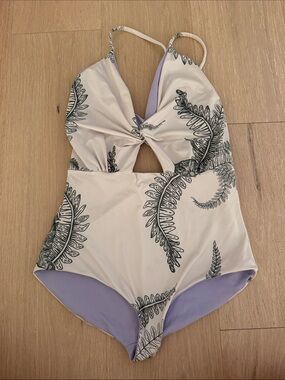 Juan de Dios reversible Lavender-Trim Fern Print Twist One-Piece Swimsuit